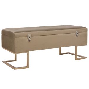 Bankje met opbergvak 105 cm fluweel beige