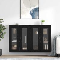 Wandkasten 2 pcs Zwart Eiken 69,5 x 34 x 90 cm Bewerkt hout