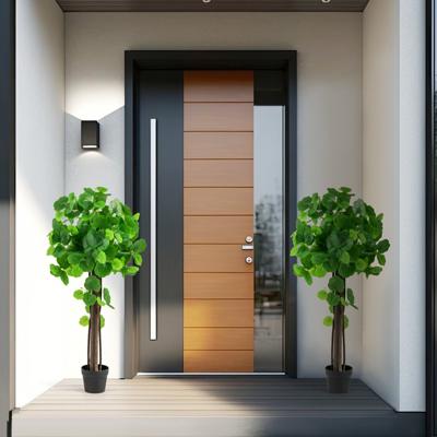 Kunstplant 110 cm Kunstplant Sierappelboom Kunstboom met Pot Groene Planten met Realistische Bladeren en Houten Stam Groen