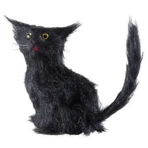 Zwarte horror decoratie kat/poes 12 cm