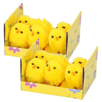 Arti Casa Paaskuikens - 24x stuks - geel - pluche - H3,5 cm - pasen - paasversiering/paasdecoratie