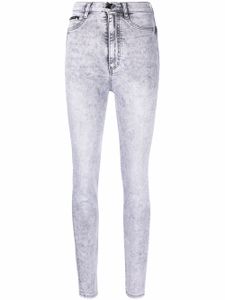 Philipp Plein legging en jean à taille haute - Gris