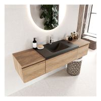Mondiaz Bukla 160cm badmeubel met module 40 kleur washed oak 3 lades met wastafel midden 1 kraangat kleur urban