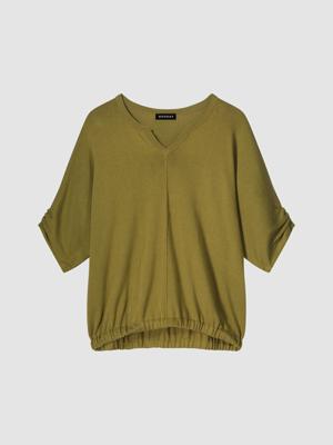 Loose fit katoenen trui met elastische zoom