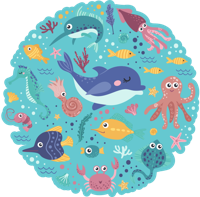 Vis illustraties onder water Vinyl tapijt voor Kinderen