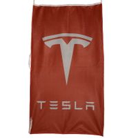 Tesla vlag rood 150 x 90 cm - thumbnail