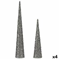 Figurenset Kegels Pailletten Zilverkleurig Plastic (4 Stuks)