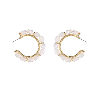 Go Dutch Label Oorringen White Beads Goud