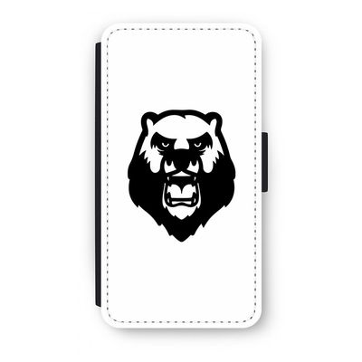 Angry Bear (white): iPhone X Flip Hoesje