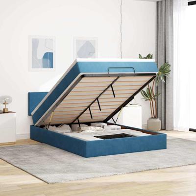 Ottoman bed met matras 140x190cm fluweel donkerblauw