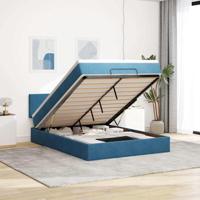 Ottoman bed met matras 140x190cm fluweel donkerblauw