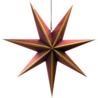 Papieren Ster Goud/Rood Streep - 75 cm - Buitengewoon de boet