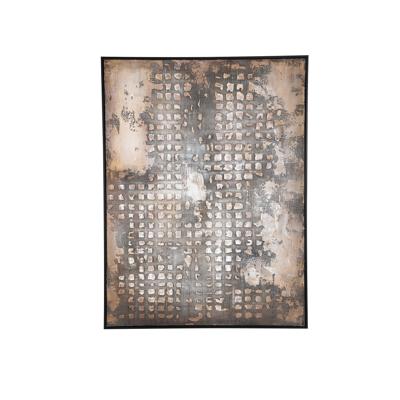Pathe Bruine Canvas Schilderij Ruw Patroon Rechthoekig