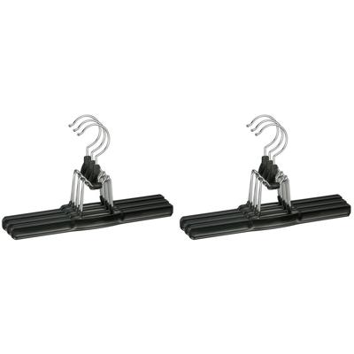 6x kunststof broekhangers - kledinghangers - 26 cm - zwart - kunststof - kleerhangers