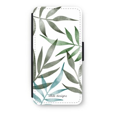 Tropical watercolor leaves: iPhone SE 2020 Flip Hoesje