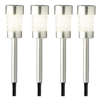 4x Buiten/tuin LED zilveren stekers solar verlichting 26 cm