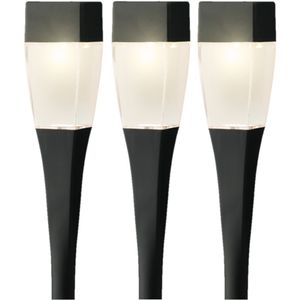 Set van 12x stuks solar tuinlamp/prikspot zwart op zonne-energie 26 cm