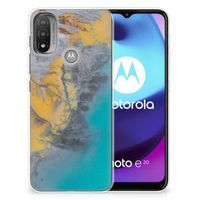 Motorola Moto E20 | E40 TPU Siliconen Hoesje Marble Blue Gold - thumbnail