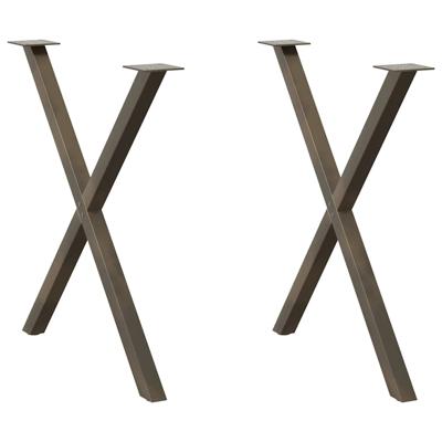 Eettafelpoten 2 st X-vormig 70x(72-73) cm staal naturel