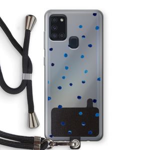Blauwe stippen: Samsung Galaxy A21s Transparant Hoesje met koord