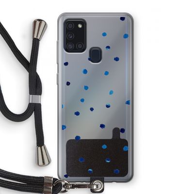 Blauwe stippen: Samsung Galaxy A21s Transparant Hoesje met koord