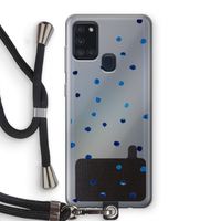 Blauwe stippen: Samsung Galaxy A21s Transparant Hoesje met koord