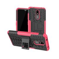 Tire Texture TPU + PC schokbestendig geval voor Nokia 3 2 met houder (roze)