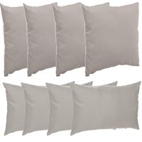 Bank/sier/tuin kussens voor binnen/buiten set 8x stuks taupe/beige 40 x 40 cm en 30 x 50 cm - thumbnail