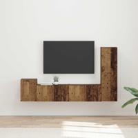 Tv-meubelset Wandgemonteerd 4 pcs Oudhout Bewerkt hout