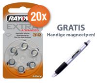 Voordeelpak Rayovac gehoorapparaat batterijen - Type 312 (bruin) - 20 x 6 stuks + gratis magnetische batterijpen - thumbnail
