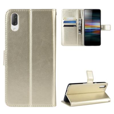 Retro Crazy Horse textuur horizontale Flip lederen case voor Sony Xperia L3 met houder & kaartsleuven & portemonnee & Lanyard (goud)