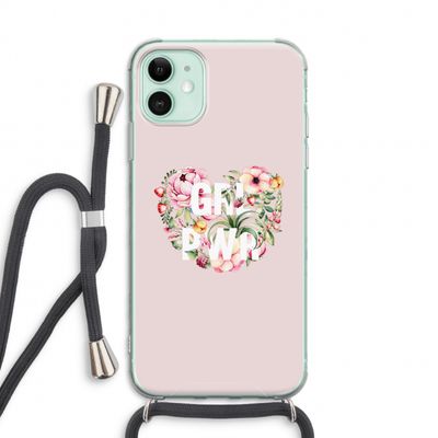 GRL PWR Flower: iPhone 11 Transparant Hoesje met koord