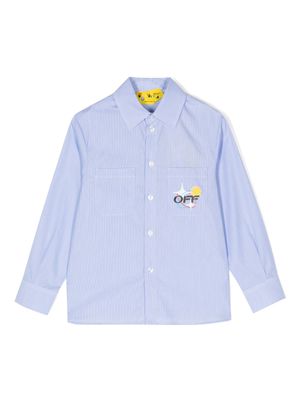 Off-White Kids chemise Off Planets à rayures - Bleu