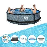 EXIT Zwembad Stone Grey - Frame Pool ø300x76cm - Inclusief accessoires