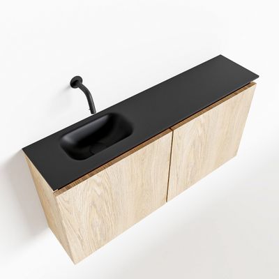 Toiletmeubel Mondiaz Ture | 100 cm | Meubelkleur Washed oak | Eden wastafel Urban Links | Zonder kraangat