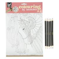 Creative Craft Group Kleuren op nummer met 5 kleurpotloden