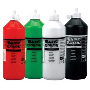 Voordeel set van 4x kleuren plakkatverf waterbasis van 4x 500 ml   -