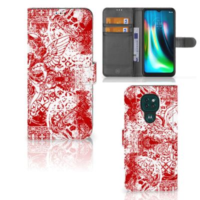 Telefoonhoesje met Naam Motorola Moto G9 Play | E7 Plus Angel Skull Rood