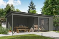 Outdoor Life Julia Tuinhuis 646x296 cm 28 mm vuren Green Grey gecoat- Lessenaarsdak- Hout- Outdoor Life