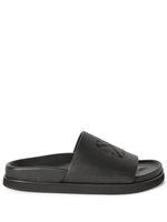Off-White claquettes en cuir à broderies Cloud Arrow - Noir