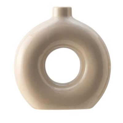 Leen Bakker - Vaas Linea - Naturel - 23x22x7 Cm - Keramiek - Beige