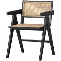 WOOOD Gunn Eetkamerstoel - Rattan - Zwart - 80x54x54