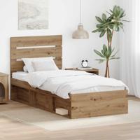 Bedframe Ambachtelijk eiken 100 x 200 cm Massief grenenhout