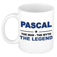 Pascal cadeau mok - man myth legend - naam koffiemok / beker - wit en blauw - 300 ml