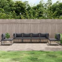 6-delige Loungeset met kussens poly rattan antracietkleurig