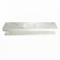MONDIAZ ALAN-DLUX 200cm planchet Frappe. Vrijhangende wastafel CLOUD midden 1 kraangat, kleur Frappe.