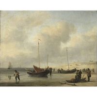 Inductiebeschermer - Visserschepen aan het Strand - 77x59 cm - thumbnail