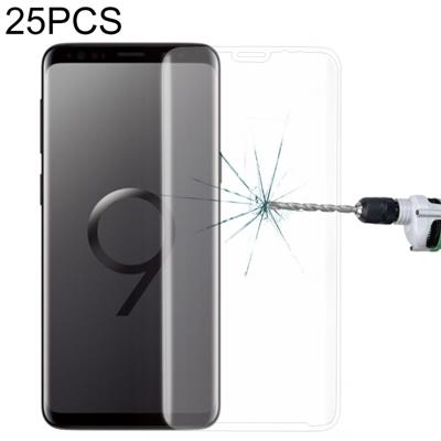 25 stuks voor Galaxy S9 9H oppervlakte hardheid 3D gebogen rand anti-kras Full Screen HD gehard glas screen protector (transparant)