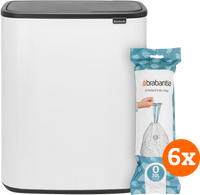 Brabantia Bo Touch Bin 2 x 30 Liter White + Vuilniszakken (120 stuks) - thumbnail