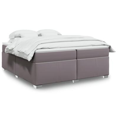 Boxspring met matras kunstleer grijs 200x200 cm